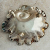 Back of silver ruffled bowl