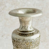 Close-up of top of engraved bud vase