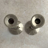 Top down view of the silver and lucite candle holders