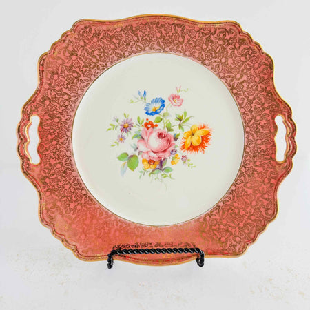 Grimwades cake plate on stand against white background