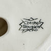 Closeup of makers mark of vintage Art Deco candle holders