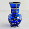 Cobalt blue vase showing shape and silver overlay