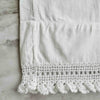 Close-up of out-of-square pillowcase seam