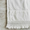 Close-up of out-of-square pillowcase seam