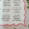 Close-up view of lower right corner of tea towel