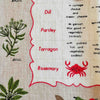 Close-up view of lower left corner of tea towel