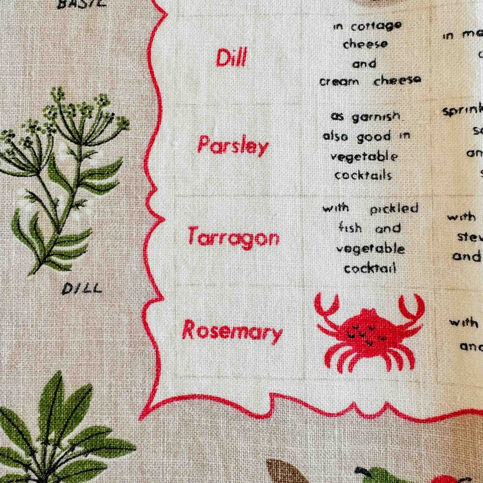 Close-up view of lower left corner of tea towel