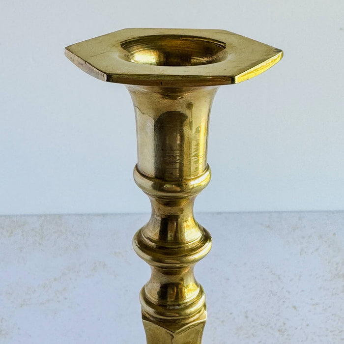 Closeup of patina on upper end of candle holder