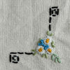 Close-up of embroidery on cocktail napkin