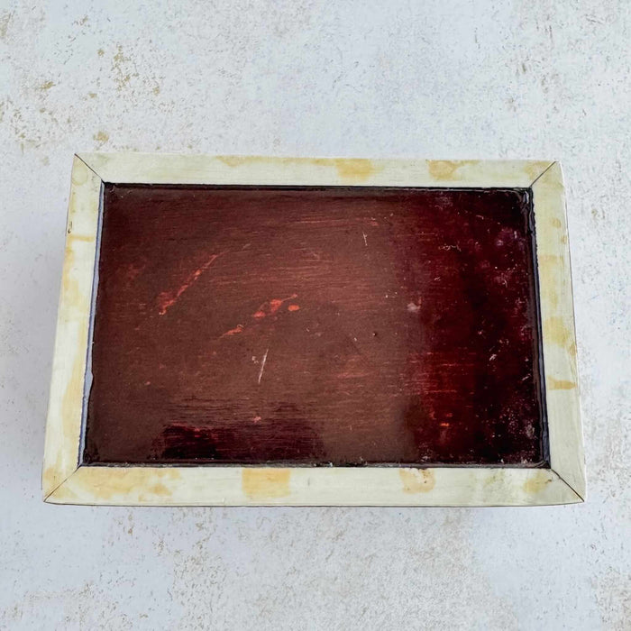 Underside of inlaid wood box