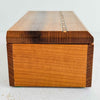 End side view of inlaid wood box