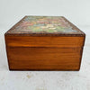 End view of vintage floral wood keepsake box