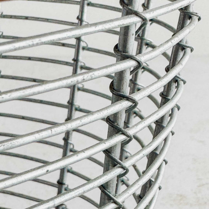 Close-up of wire wrapping / hand construction on wire and twig basket