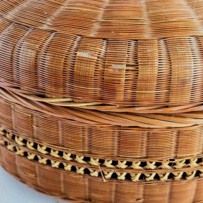 Closeup of closed basket showing areas of breakage