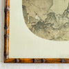 Close-up of bamboo frame corner on print of Chinese painting