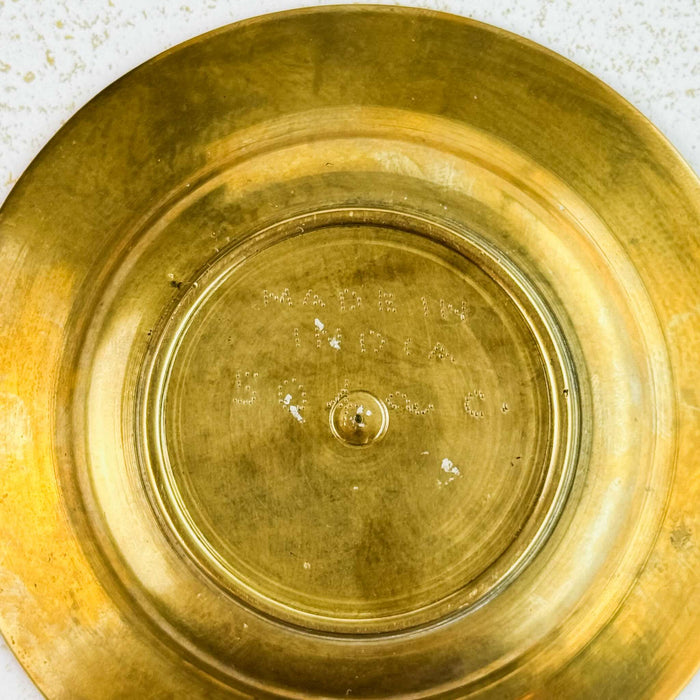 Engraved marking on back of vintage brass dish 2