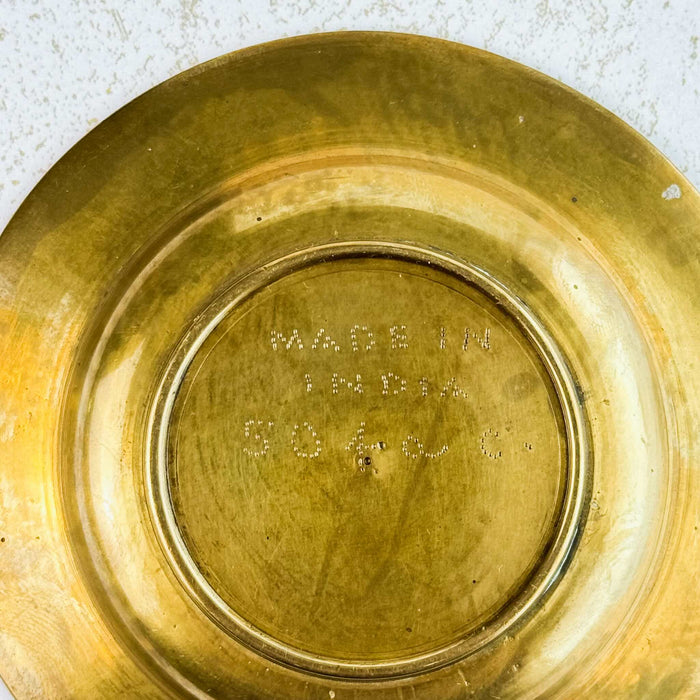 Engraved marking on back of vintage brass dish 1