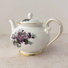 Three-quarter view of Royal Grafton purple violets teapot