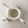 Top down view showing opening and Interior of Royal Grafton purple violets teapot