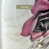 Vintage Gibsons Staffordshire England floral teapot, close-up showing light staining in the crazed ivory glaze.