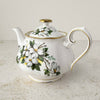 Three-quarter view of Royal Albert White Dogwood teapot