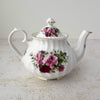 Back view of pink and burgundy rose Heirloom teapot