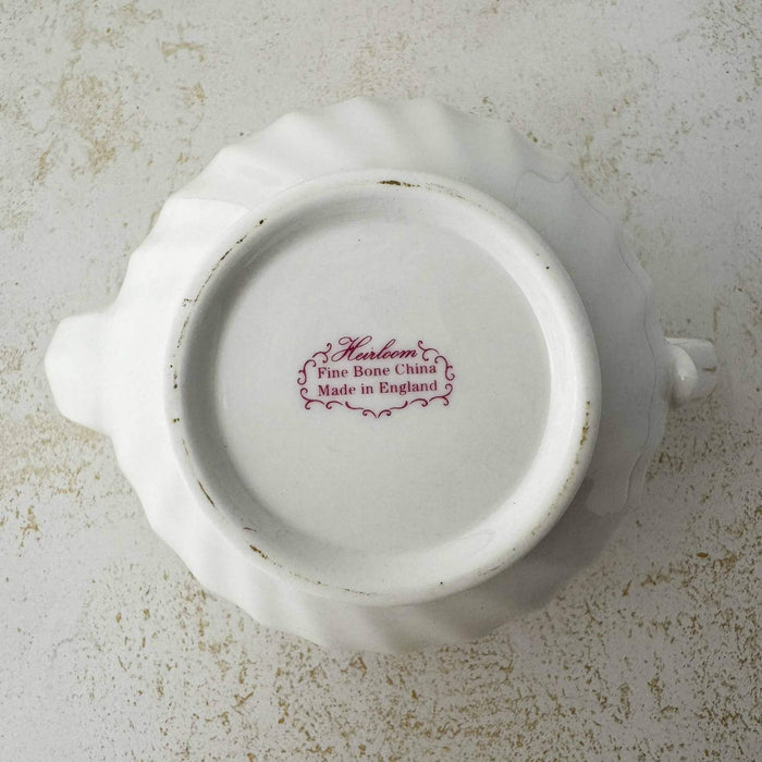 Bottom of pink and burgundy rose Heirloom teapot