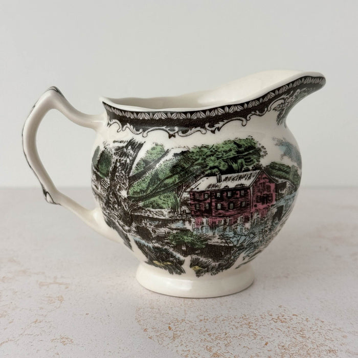 Back side view of Johnson Bros Friendly Village creamer