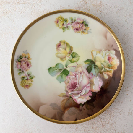 Front view of Imperial Austria porcelain rose plate