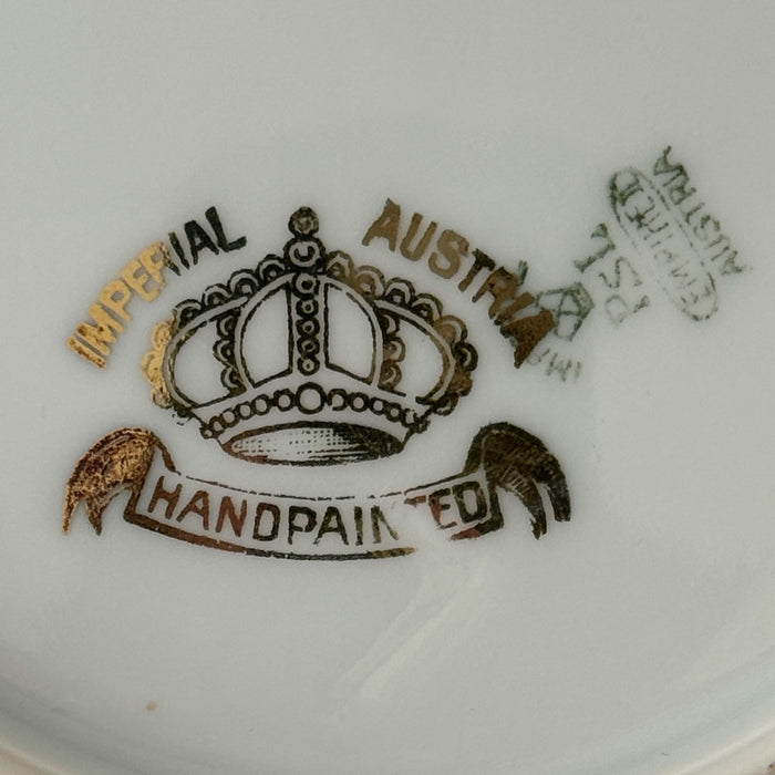 Close-up of Imperial Austria porcelain rose plate backstamp