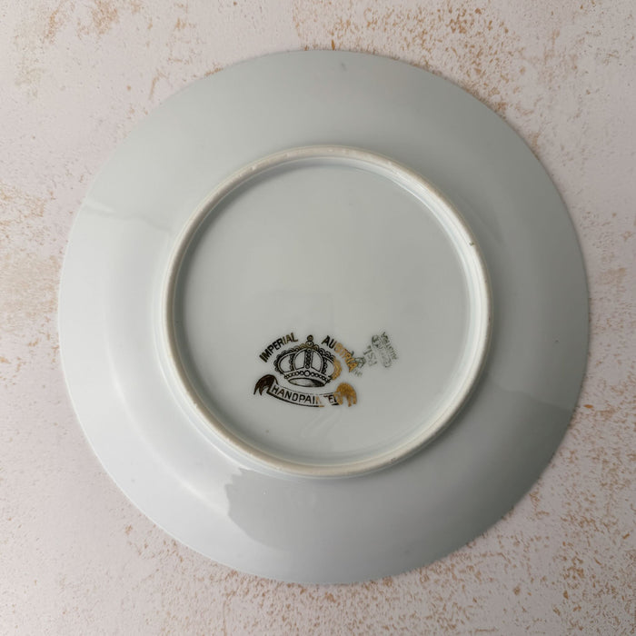 Back view of Imperial Austria porcelain rose plate