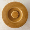Top down view with lid of Park Designs yellowware canister