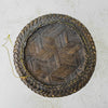 Top down view of vintage woven bamboo rice basket