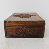 End view of vintage tree of life wooden box