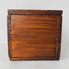 End view of antique primitive storage box with faux grain paint finish