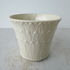 Side view of Lenox cachepot with embossed leaf design