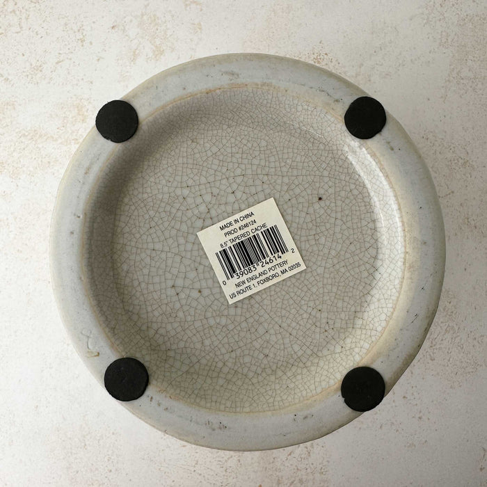 Bottom of Asian-style blue and gray ceramic cachepot
