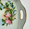 Close-up of right side handle and floral decoration on bavaria porcelain dish