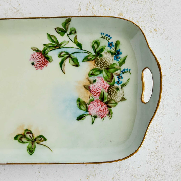 Right side handle and floral decoration on bavaria porcelain dish
