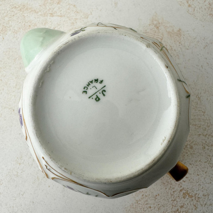 Bottom view of Jean Pouyat Limoges violets teapot