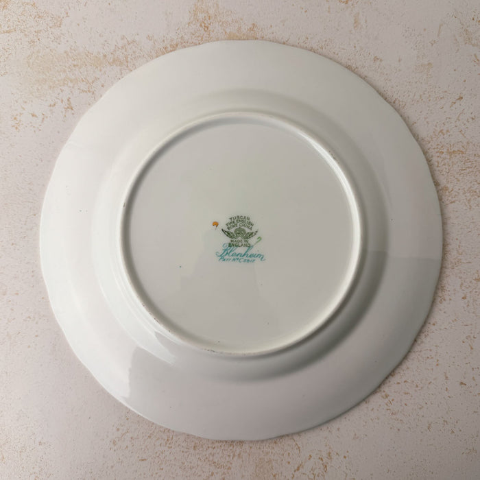 Bottom view of Tuscan Blenheim dessert plate showing backstamp