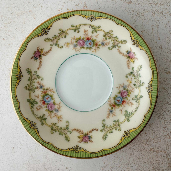 Top down view of Noritake Marlene Green saucer