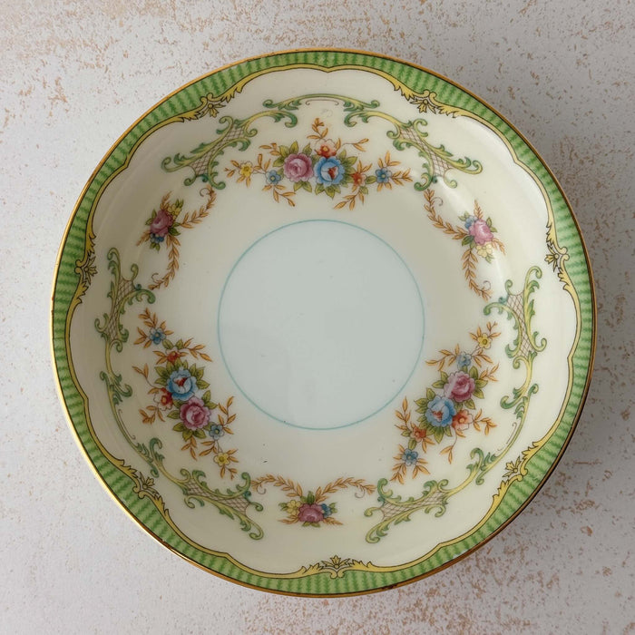 Top down view Noritake Marlene Green dessert bowl