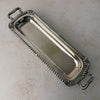Top down view of vintage silverplate rectangular serving tray