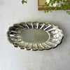 Vintage Towle oval silverplate bread tray with a reflective scalloped rim and plain oval center.