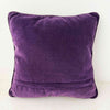 Back view of purple velvet floral ribbon accent pillow