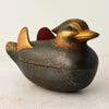 Facing right view of male Japanese mandarin duck incense box
