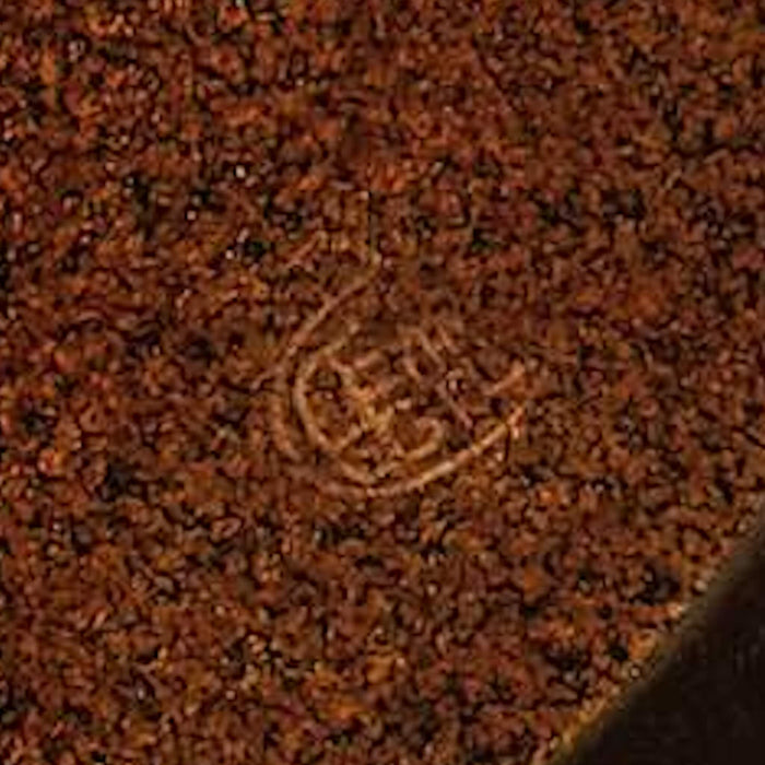 Close up of faint maker's seal on base of vintage Japanese mandarin duck incense box