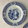 Second Wood & Sons Yuan blue and white plate showing matching bird, floral, and geometric decoration.