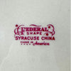 Close-up of the Federal Shape Syracuse China Made in America backstamp.